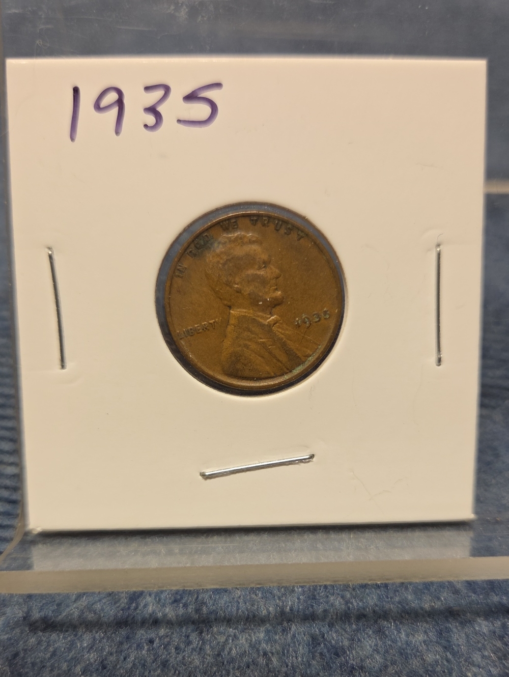 OVintage 1935 Wheat Copper-Toned  Accent Coin Display